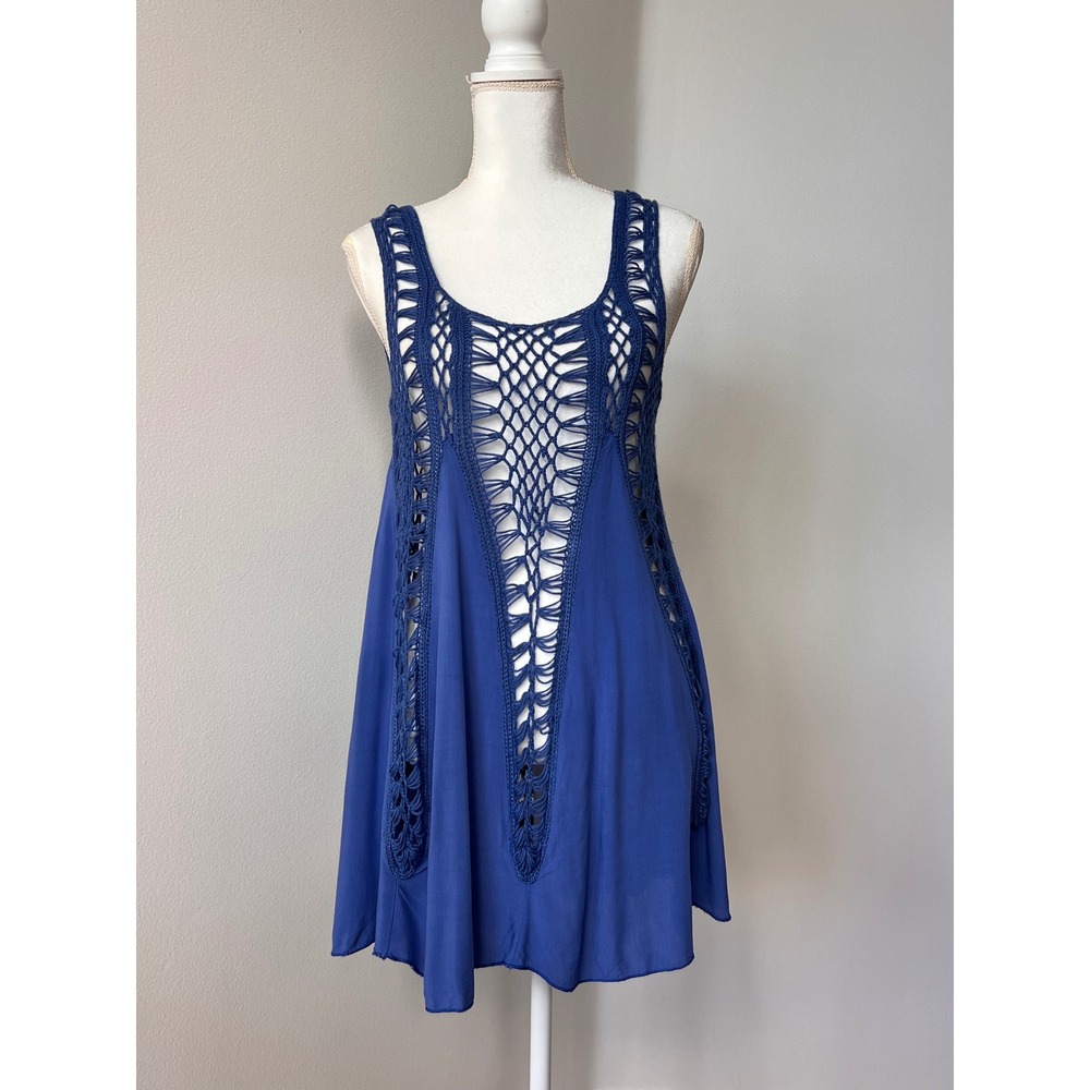 C.O.C. Clothing Obsessed Company blue crochet beach cover